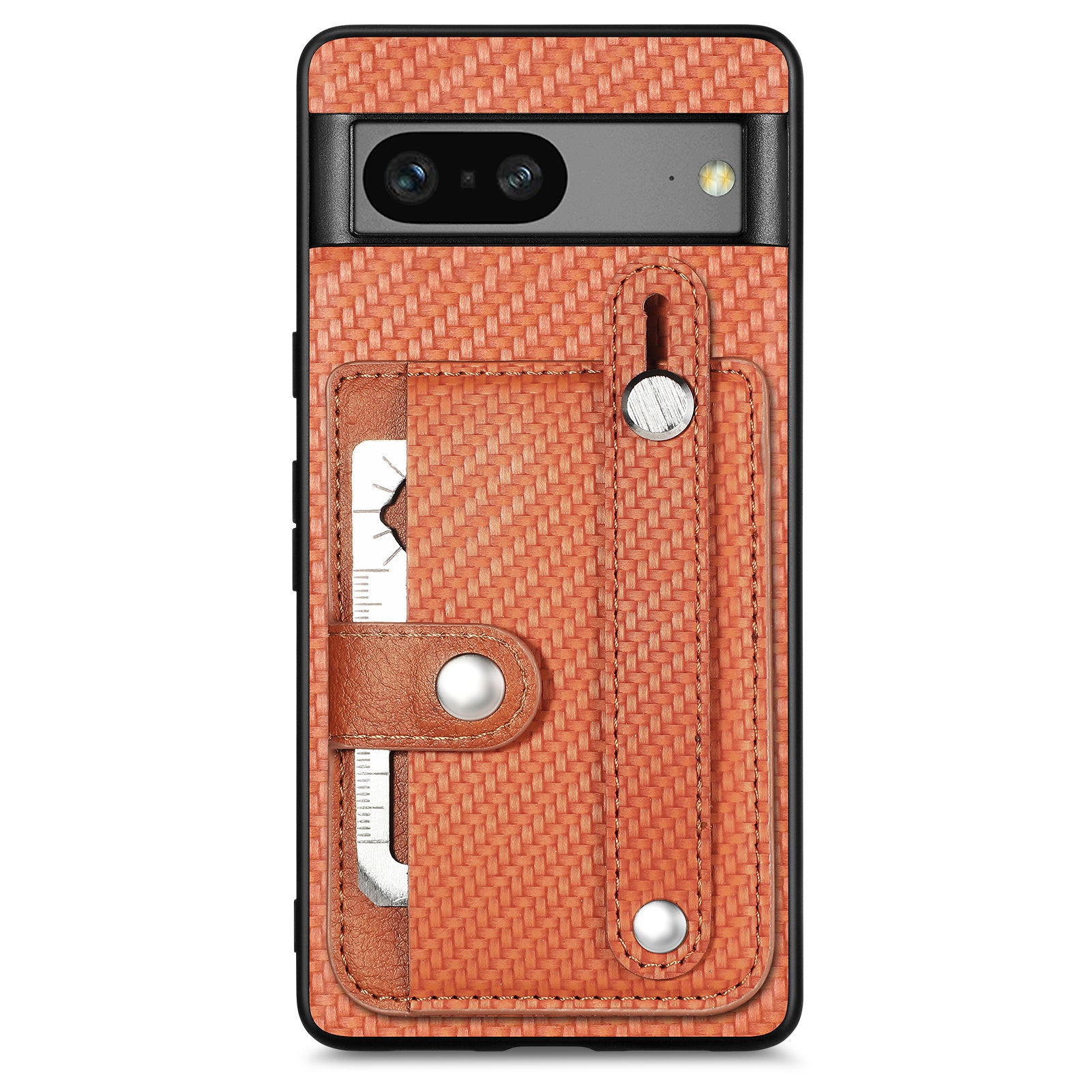 C1-01 For Google Pixel 7a Case Card Slot Carbon Fiber Texture PU+TPU+PC Phone Cover with Card Knife