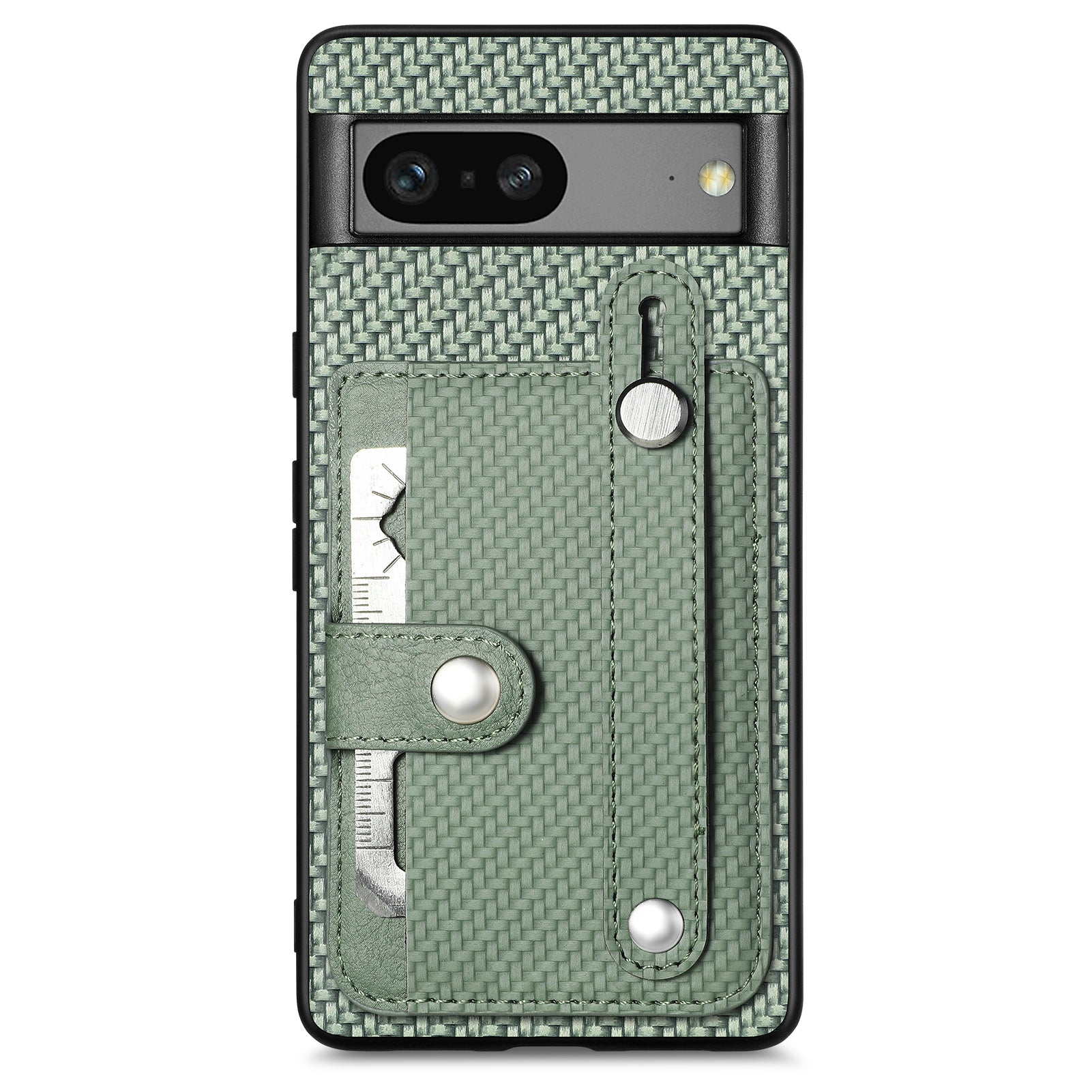 C1-01 For Google Pixel 7a Case Card Slot Carbon Fiber Texture PU+TPU+PC Phone Cover with Card Knife