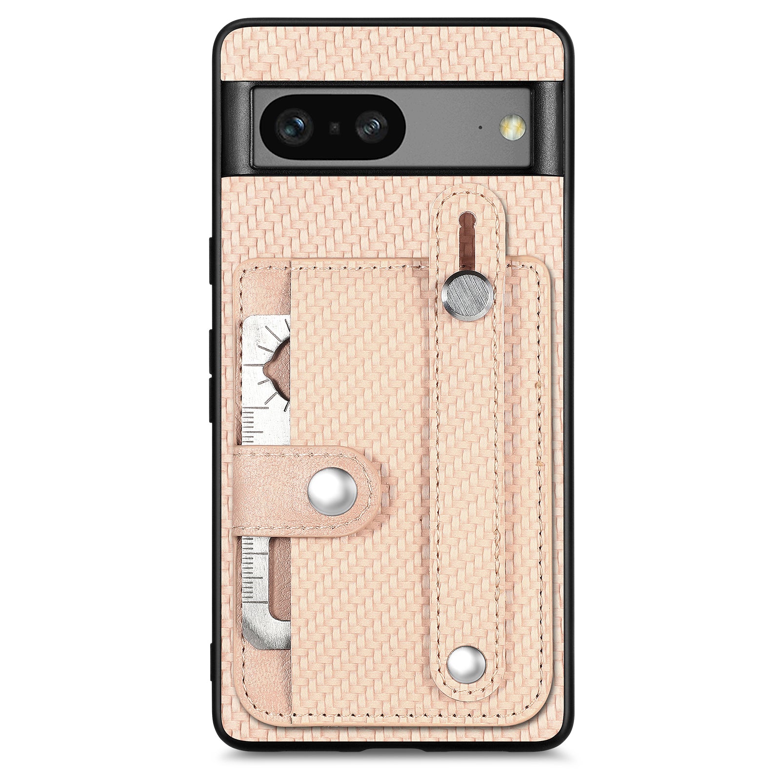 C1-01 For Google Pixel 7a Case Card Slot Carbon Fiber Texture PU+TPU+PC Phone Cover with Card Knife