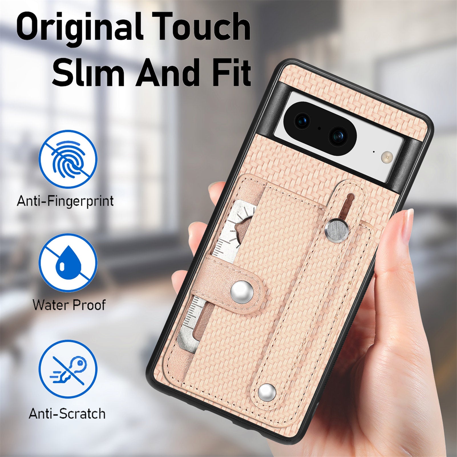 C1-01 For Google Pixel 8 Case PC+TPU+Leather Card Slots Phone Cover with Wristband Design