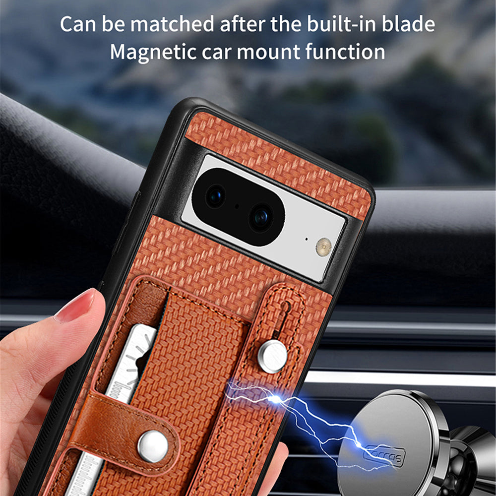 C1-01 For Google Pixel 8 Case PC+TPU+Leather Card Slots Phone Cover with Wristband Design