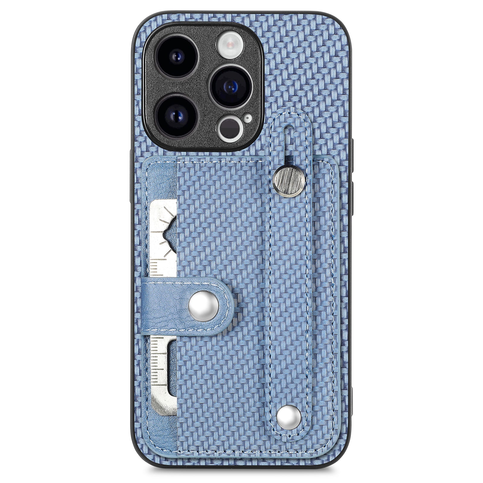 C1-01 For iPhone 15 Pro Max Case Carbon Fiber Texture Leather+TPU+PC Phone Cover with Card Holder