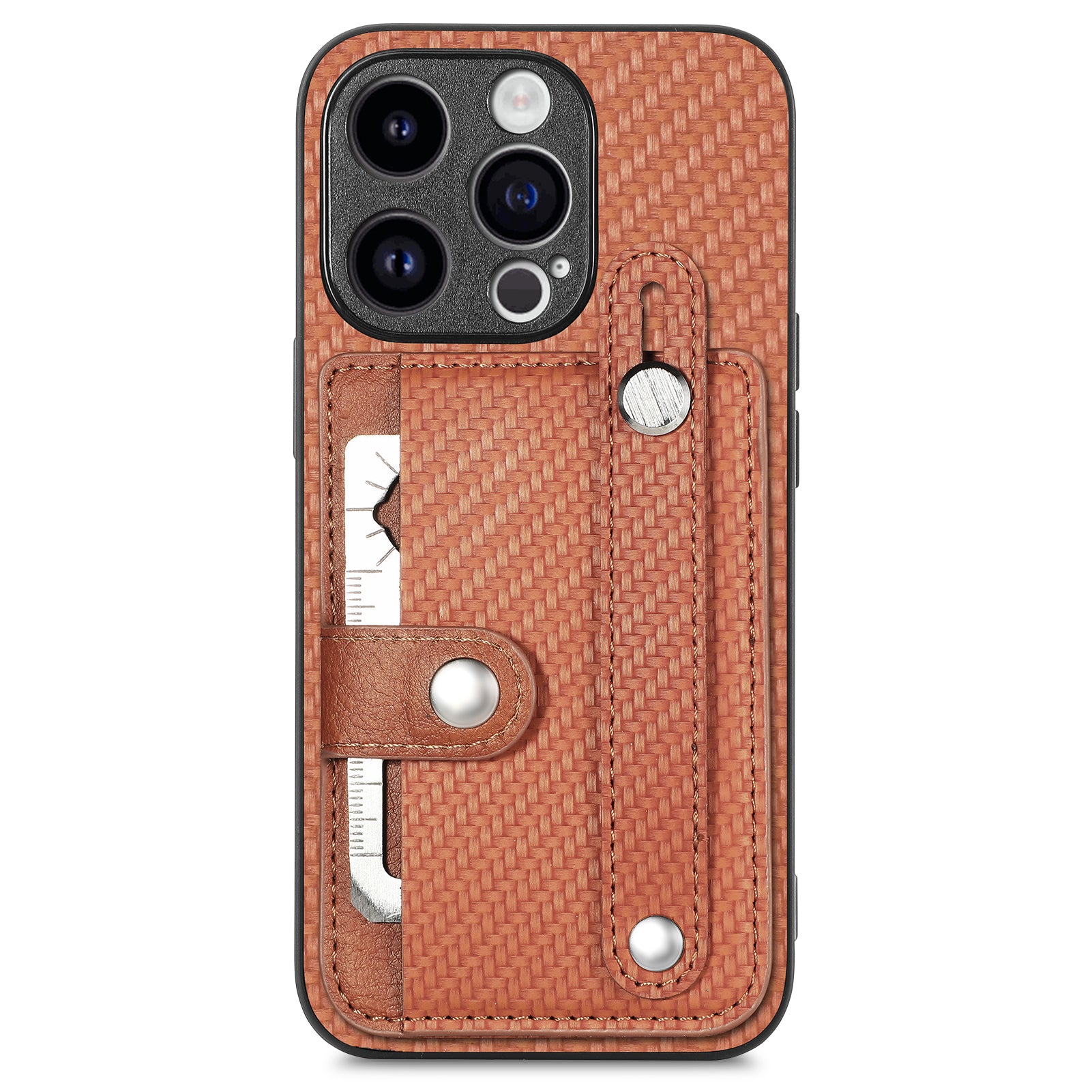C1-01 For iPhone 15 Pro Max Case Carbon Fiber Texture Leather+TPU+PC Phone Cover with Card Holder