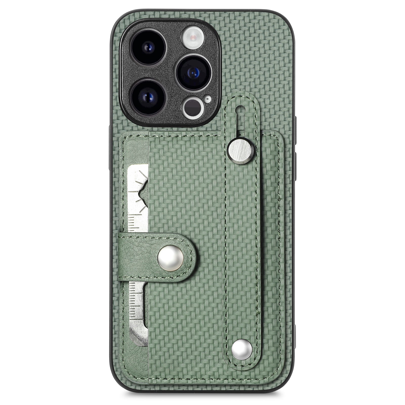 C1-01 For iPhone 15 Pro Max Case Carbon Fiber Texture Leather+TPU+PC Phone Cover with Card Holder