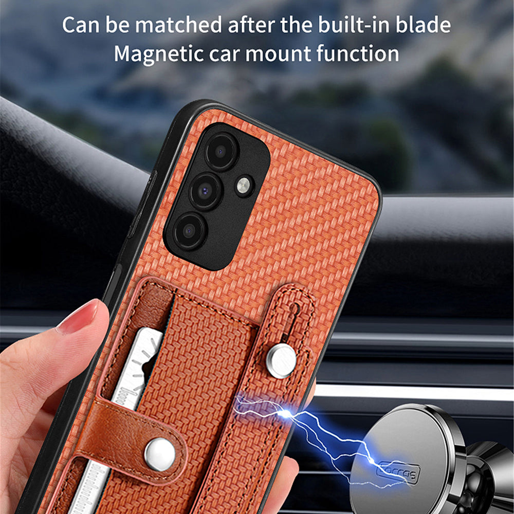 C1-01 For Samsung Galaxy A13 5G / A04s 4G (164.7 x 76.7 x 9.1 mm) Case Wristband Kickstand Leather Coating Phone Cover