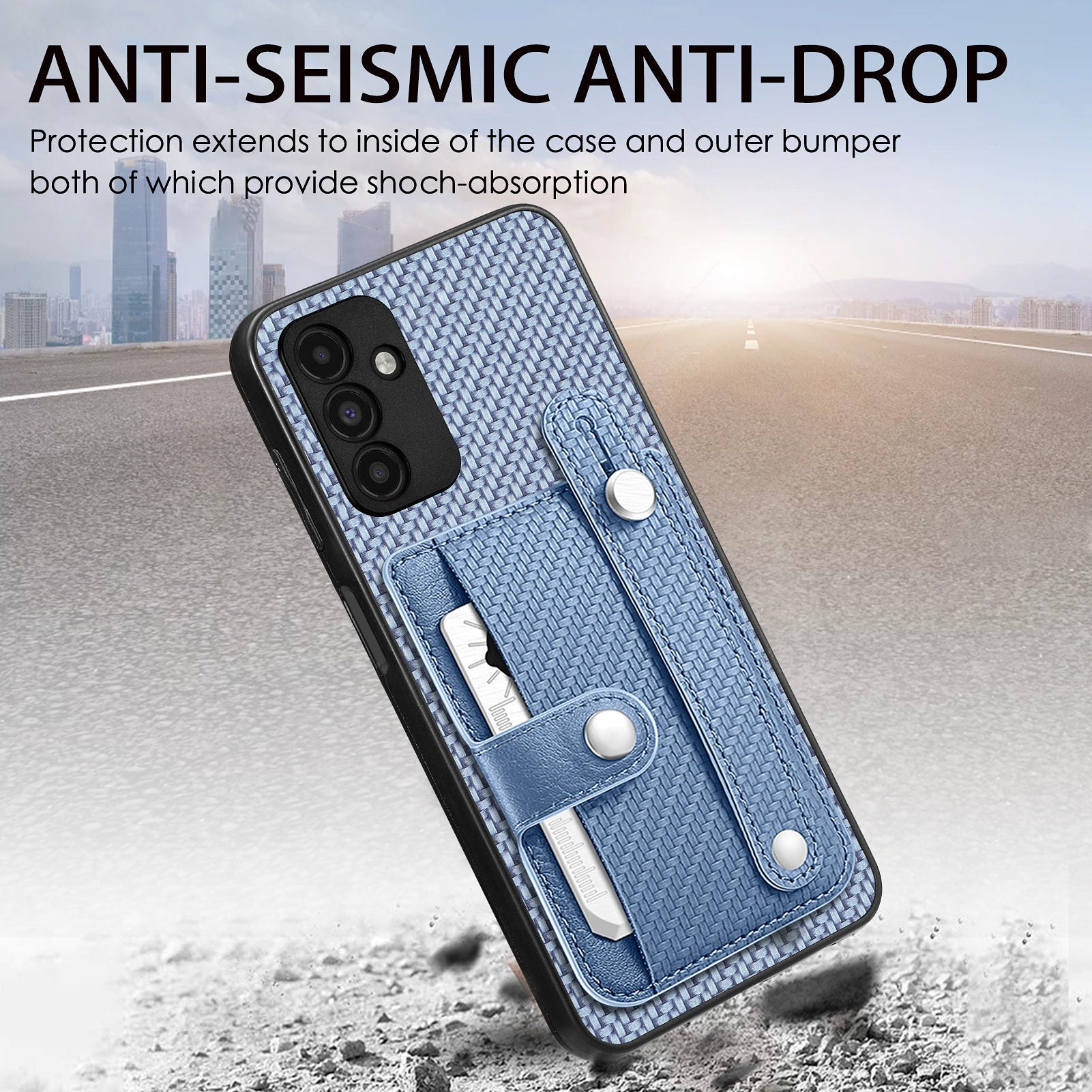 C1-01 For Samsung Galaxy A13 5G / A04s 4G (164.7 x 76.7 x 9.1 mm) Case Wristband Kickstand Leather Coating Phone Cover