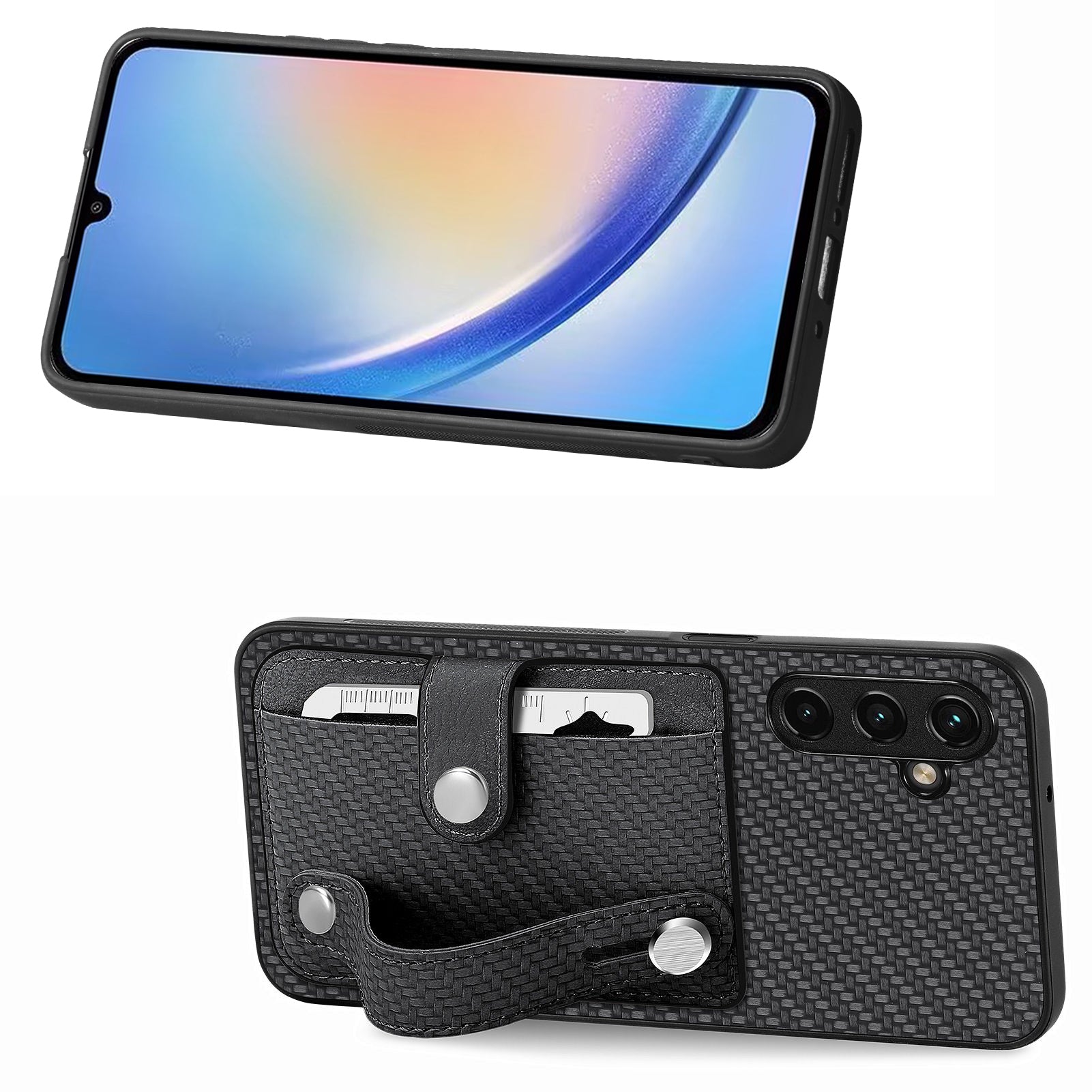 C1-01 For Samsung Galaxy A05s 4G Case Card Holder Leather Coating Phone Cover