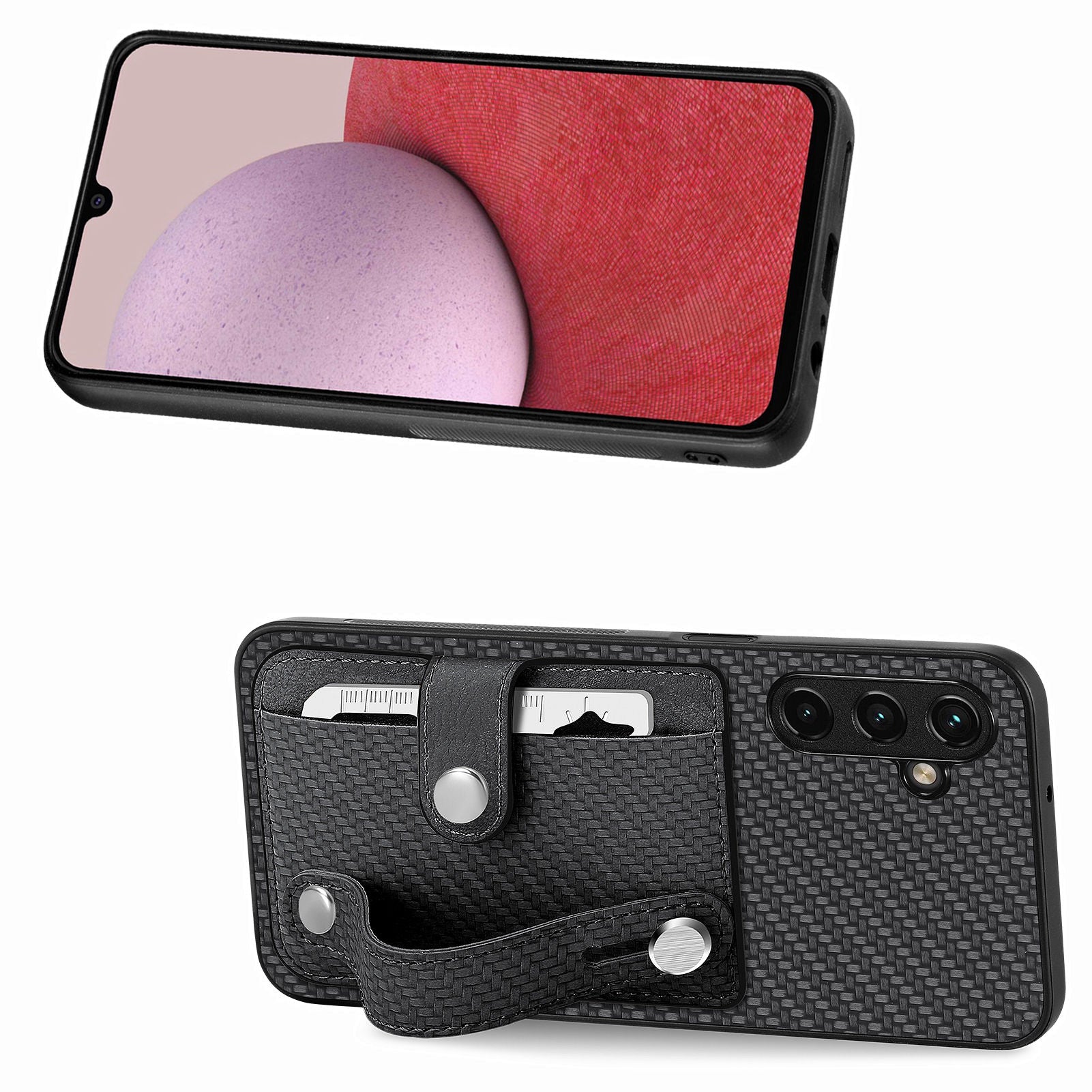 C1-01 For Samsung Galaxy A14 4G / 5G Case Leather Coated PC+TPU Phone Cover with Card Knife