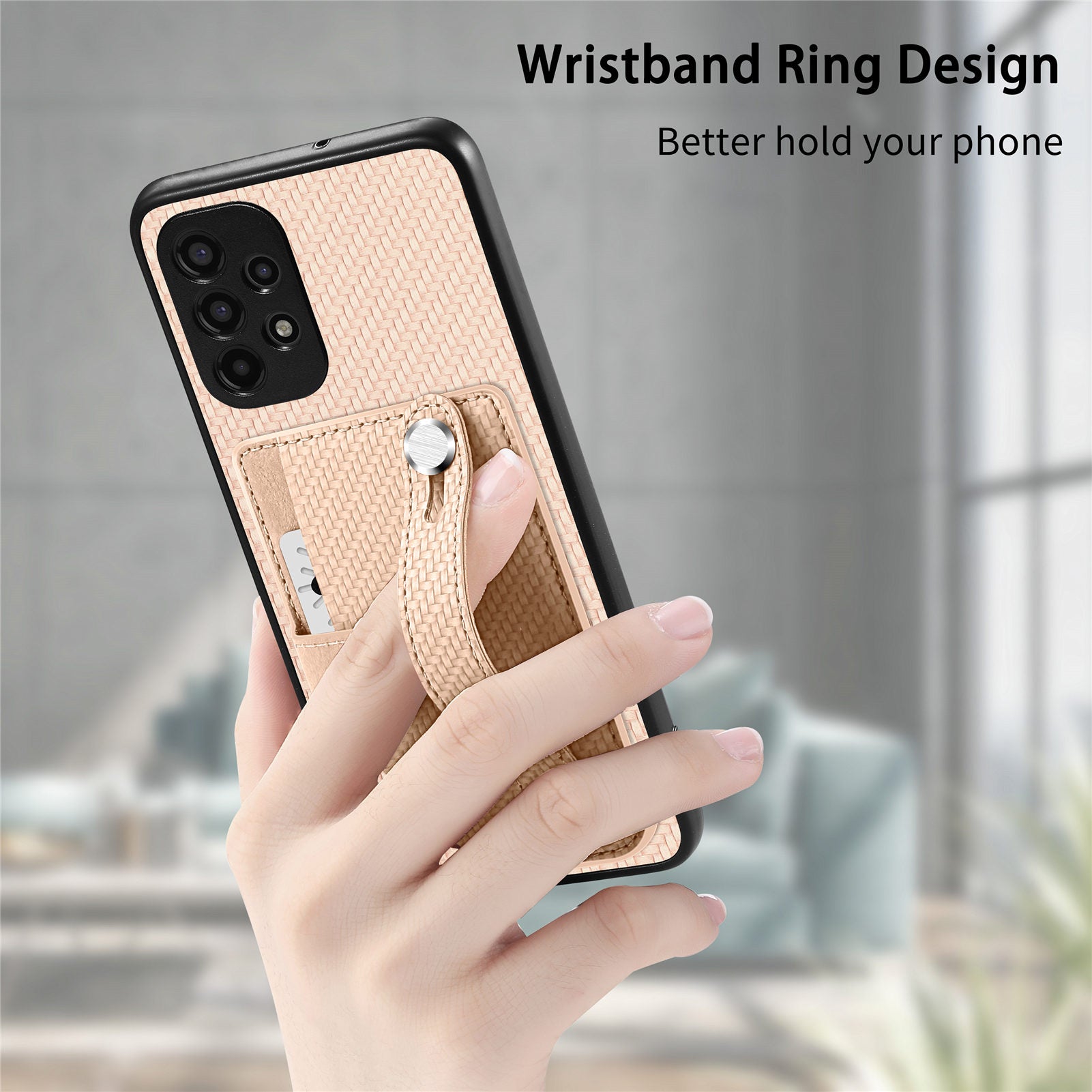 C1-01 For Samsung Galaxy A53 5G Case Card Slot Carbon Fiber Texture PU Hybrid Phone Cover