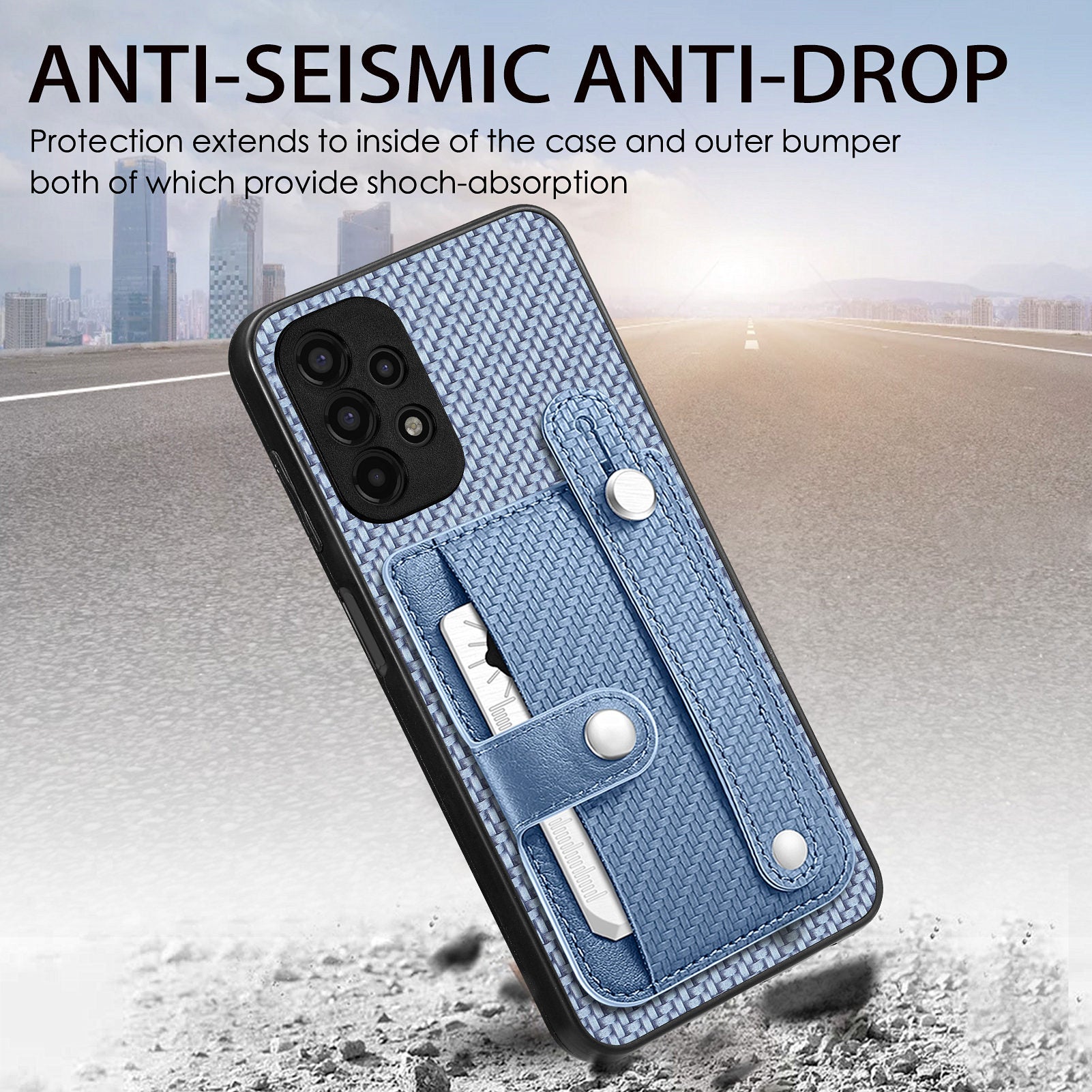 C1-01 For Samsung Galaxy A53 5G Case Card Slot Carbon Fiber Texture PU Hybrid Phone Cover