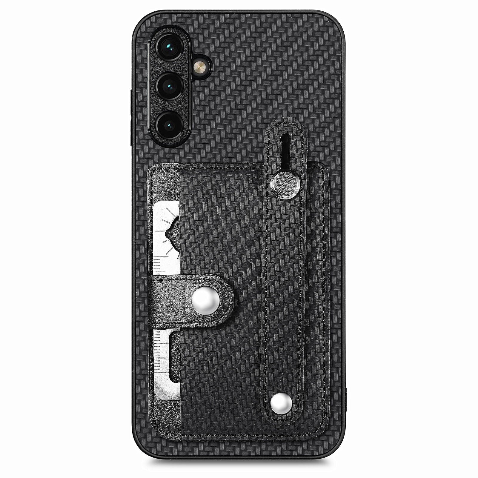 C1-01 For Samsung Galaxy A34 5G Wristband Design Card Holder Leather Coating Phone Cover