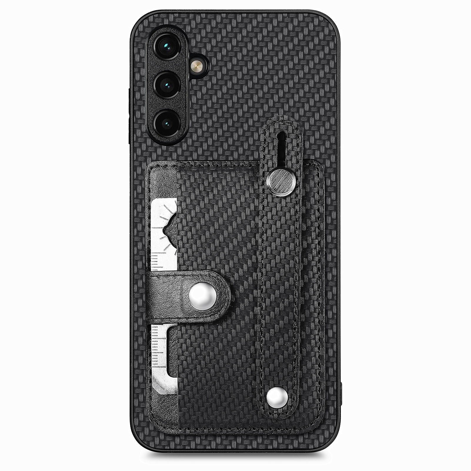 C1-01 For Samsung Galaxy A55 5G Slim-Fit Cover Card Holder Wristband PU Leather+TPU+PC Phone Case