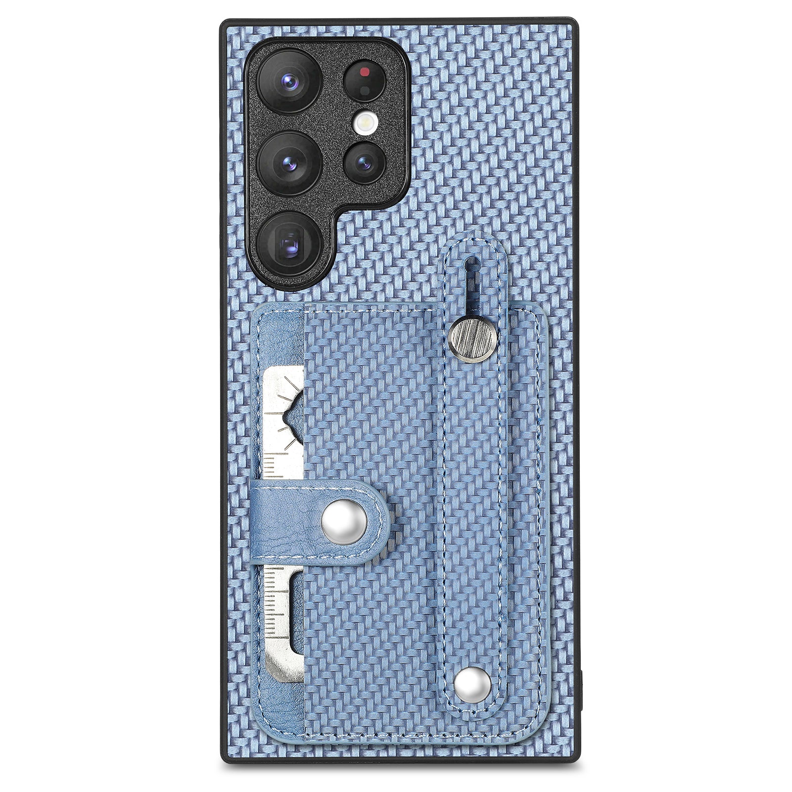 C1-01 For Samsung Galaxy S23 Ultra Wristband Cell Phone Case Card Holder PU Leather Coated TPU+PC Cover
