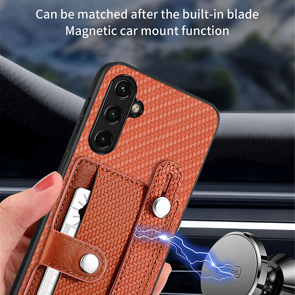 C1-01 For Samsung Galaxy S23 FE PU Leather+TPU+PC Cover Anti-Scratch Phone Case with Wristband