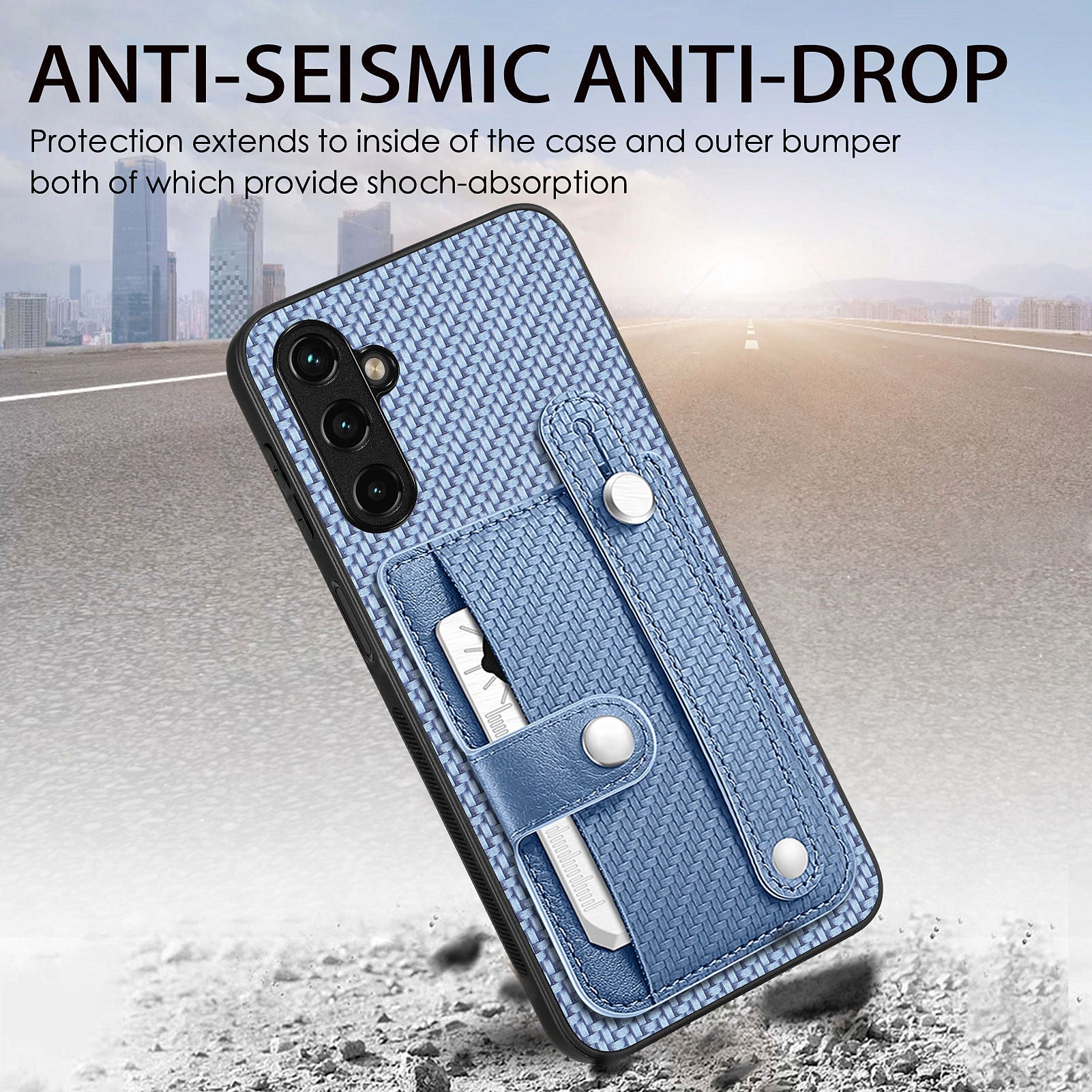 C1-01 For Samsung Galaxy S23 FE PU Leather+TPU+PC Cover Anti-Scratch Phone Case with Wristband