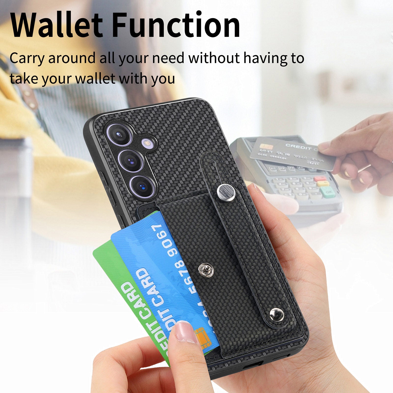 C1-01 For Samsung Galaxy S24 Case Wristband Design Leather Coating Back Phone Cover