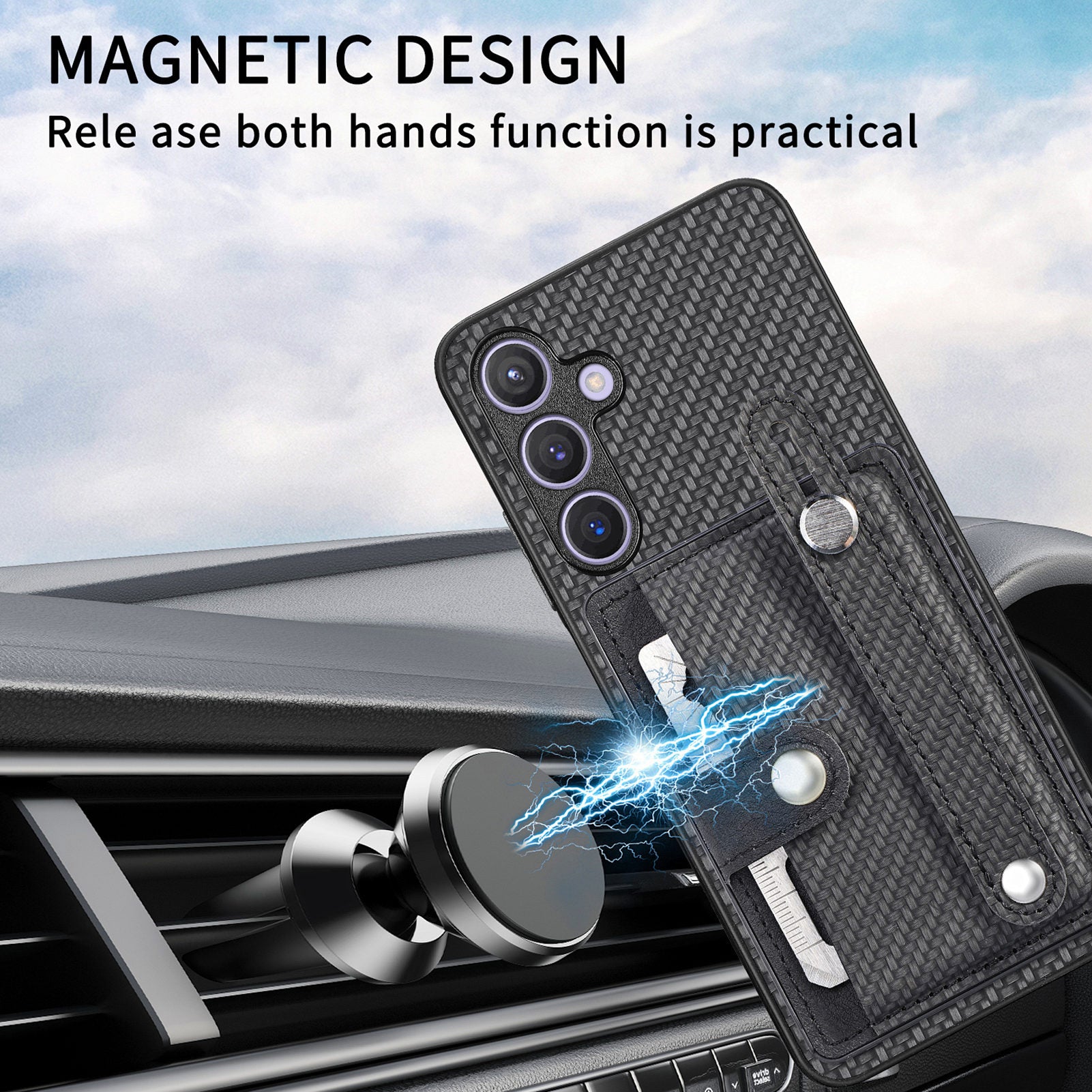 C1-01 For Samsung Galaxy S24 Case Wristband Design Leather Coating Back Phone Cover