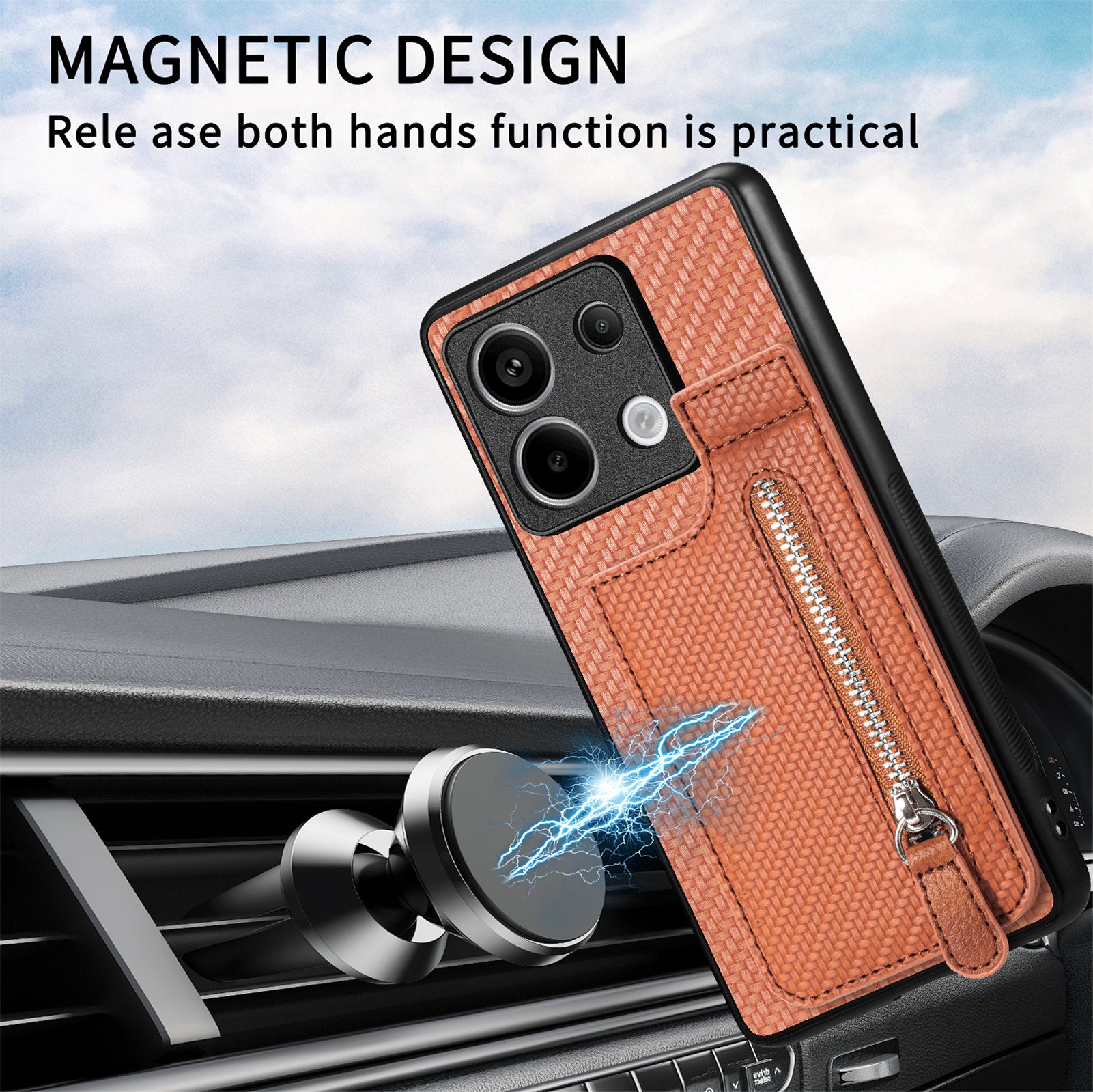 C1-03 For Xiaomi Redmi Note 13 Pro 5G / Poco X6 5G Case Vertical Kickstand Carbon Fiber Phone Shell