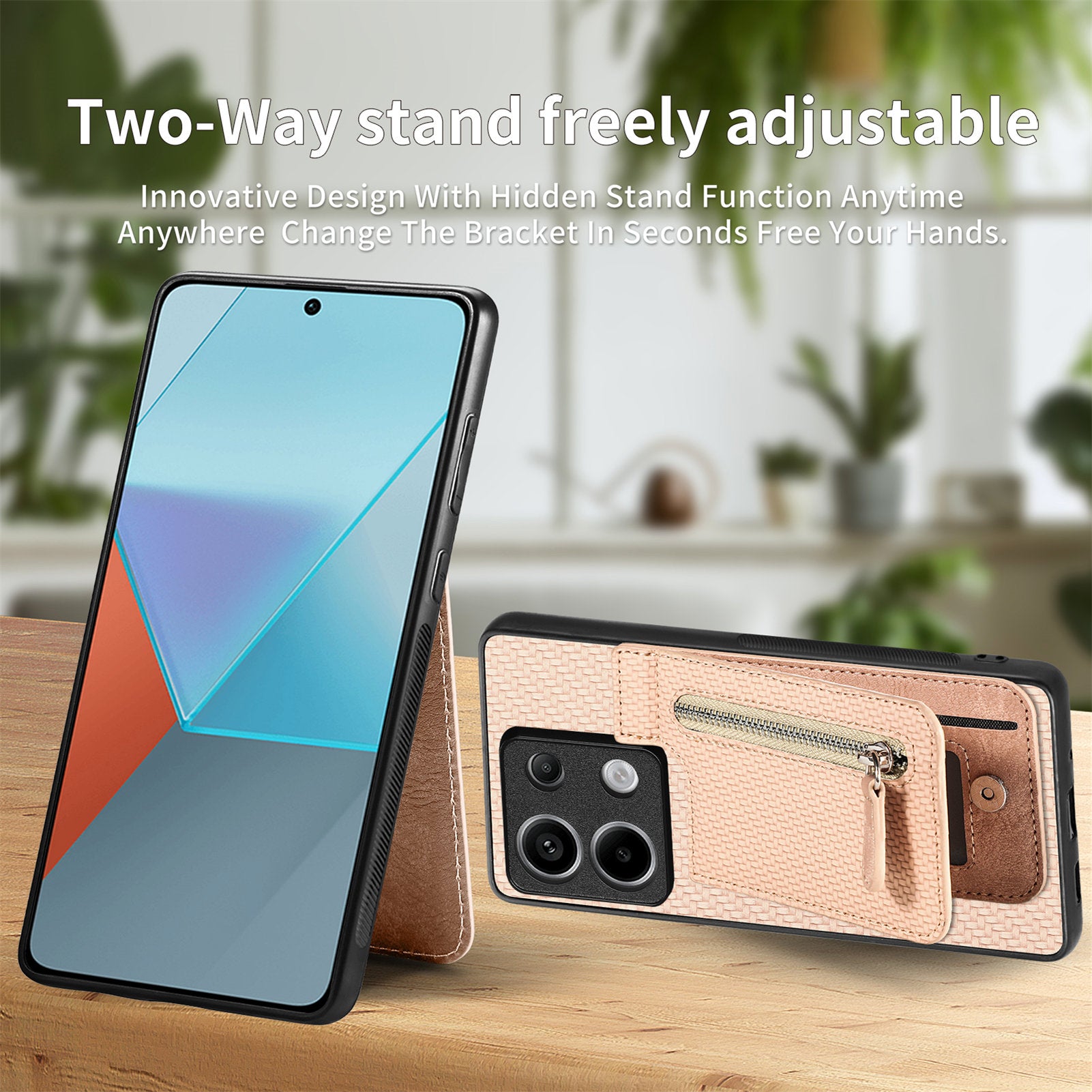 C1-03 For Xiaomi Redmi Note 13 Pro 5G / Poco X6 5G Case Vertical Kickstand Carbon Fiber Phone Shell