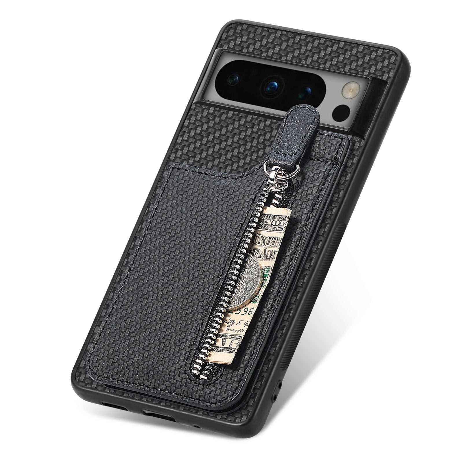 C1-03 For Google Pixel 8 Pro Case Zipper Pocket PU Leather+TPU+PC Phone Cover