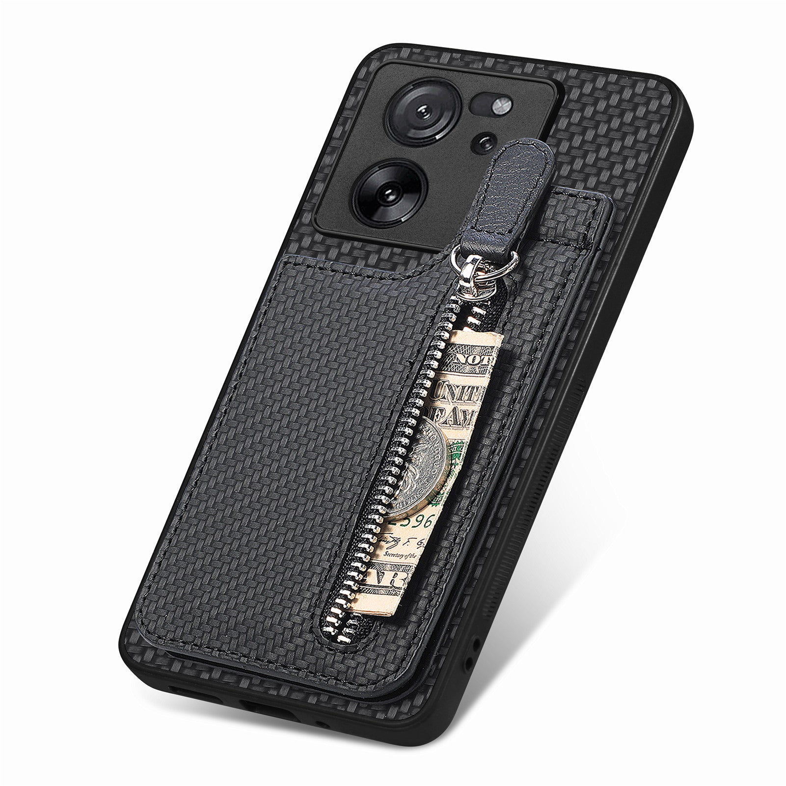 C1-03 For Xiaomi 13T / 13T Pro / Redmi K60 Ultra Case Vertical Kickstand Hybrid Phone Cover with Zipper Pocket