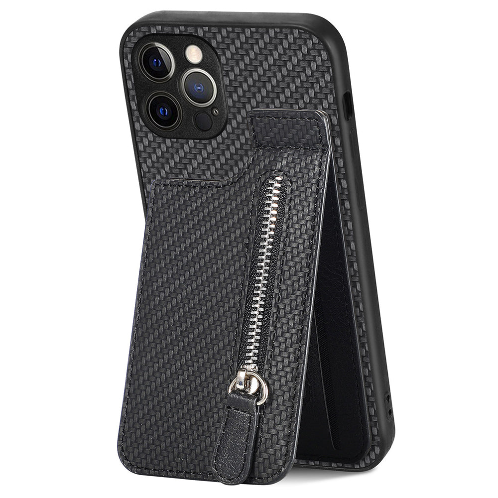 C1-03 For iPhone 12 Pro 6.1 inch Case Carbon Fiber Phone Shell Support Magnetic Car Mount Holder