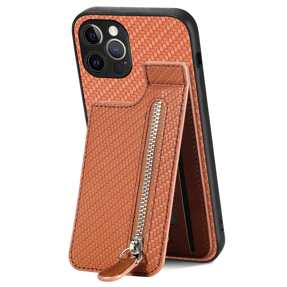 C1-03 For iPhone 12 Pro 6.1 inch Case Carbon Fiber Phone Shell Support Magnetic Car Mount Holder