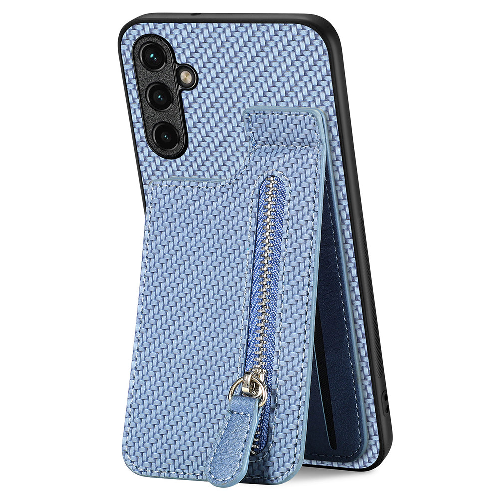 C1-03 For Samsung Galaxy A35 5G Case Zipper Pocket Anti-fall Leather Coated TPU+PC Phone Cover
