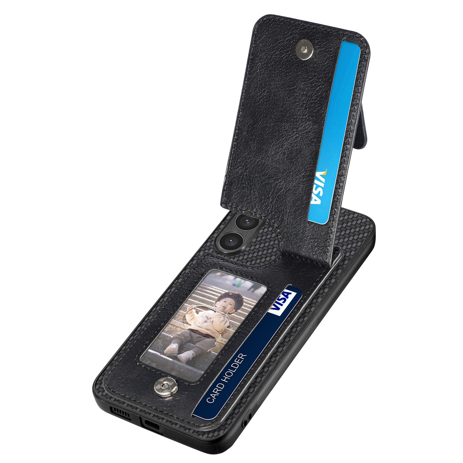 C1-03 For Samsung Galaxy S23 Case Carbon Fiber Leather Coated TPU+PC Phone Cover