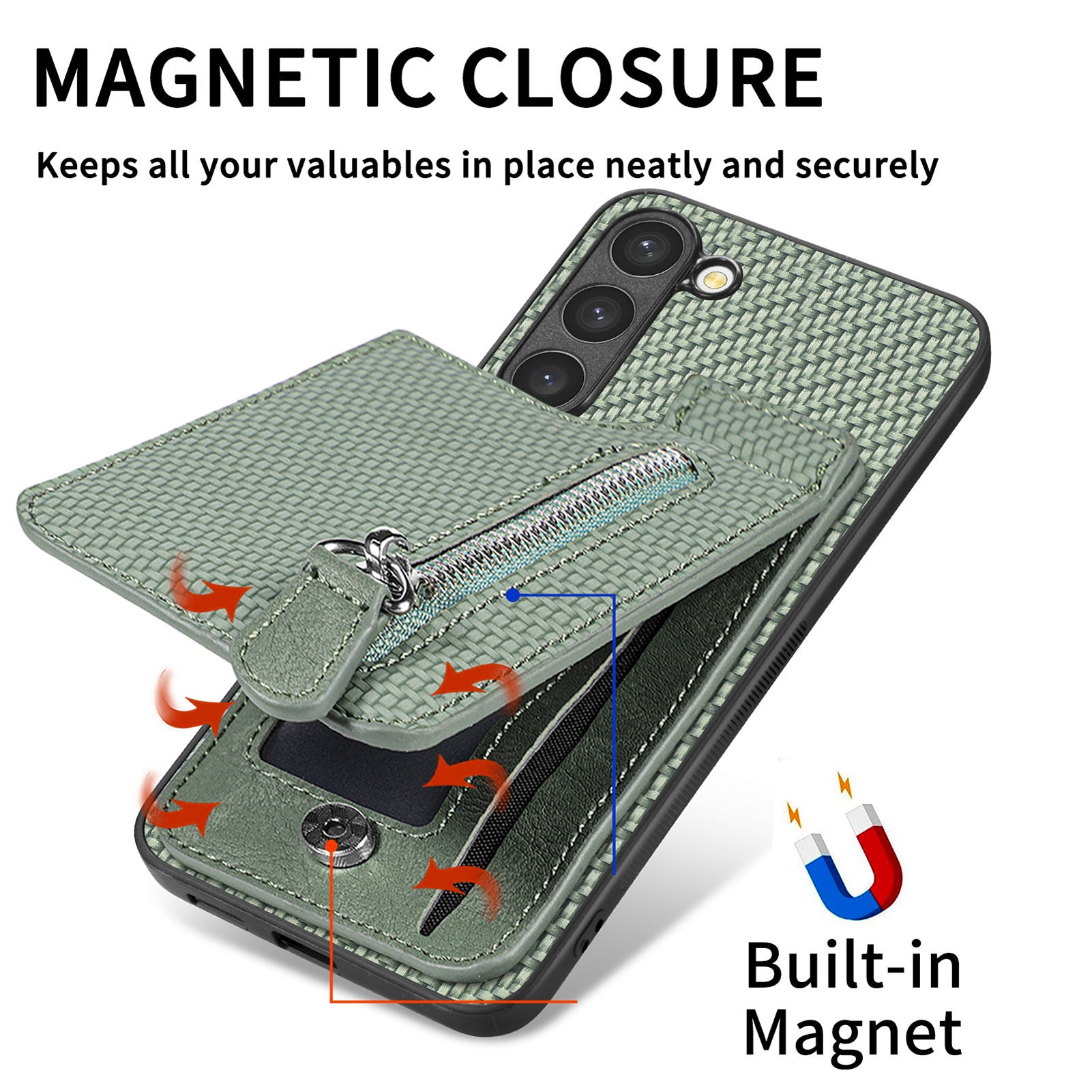 C1-03 For Samsung Galaxy S23 Case Carbon Fiber Leather Coated TPU+PC Phone Cover