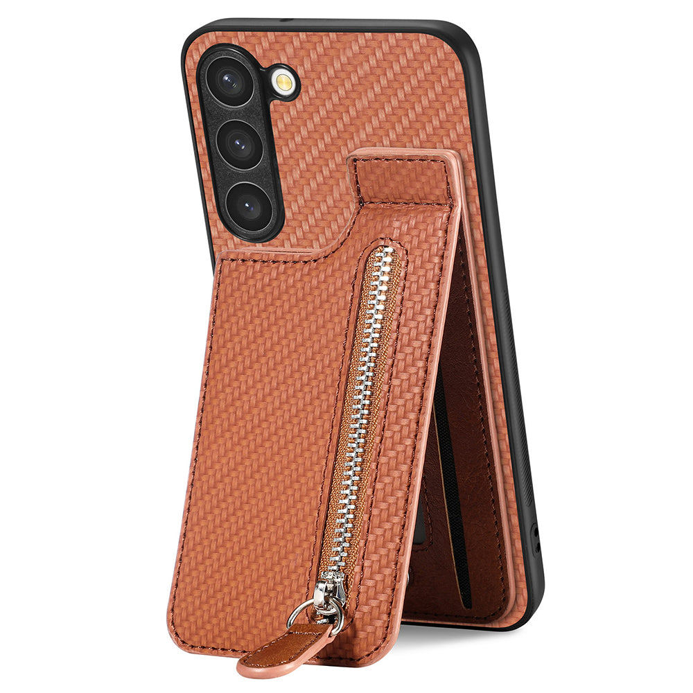 C1-03 For Samsung Galaxy S23 Case Carbon Fiber Leather Coated TPU+PC Phone Cover