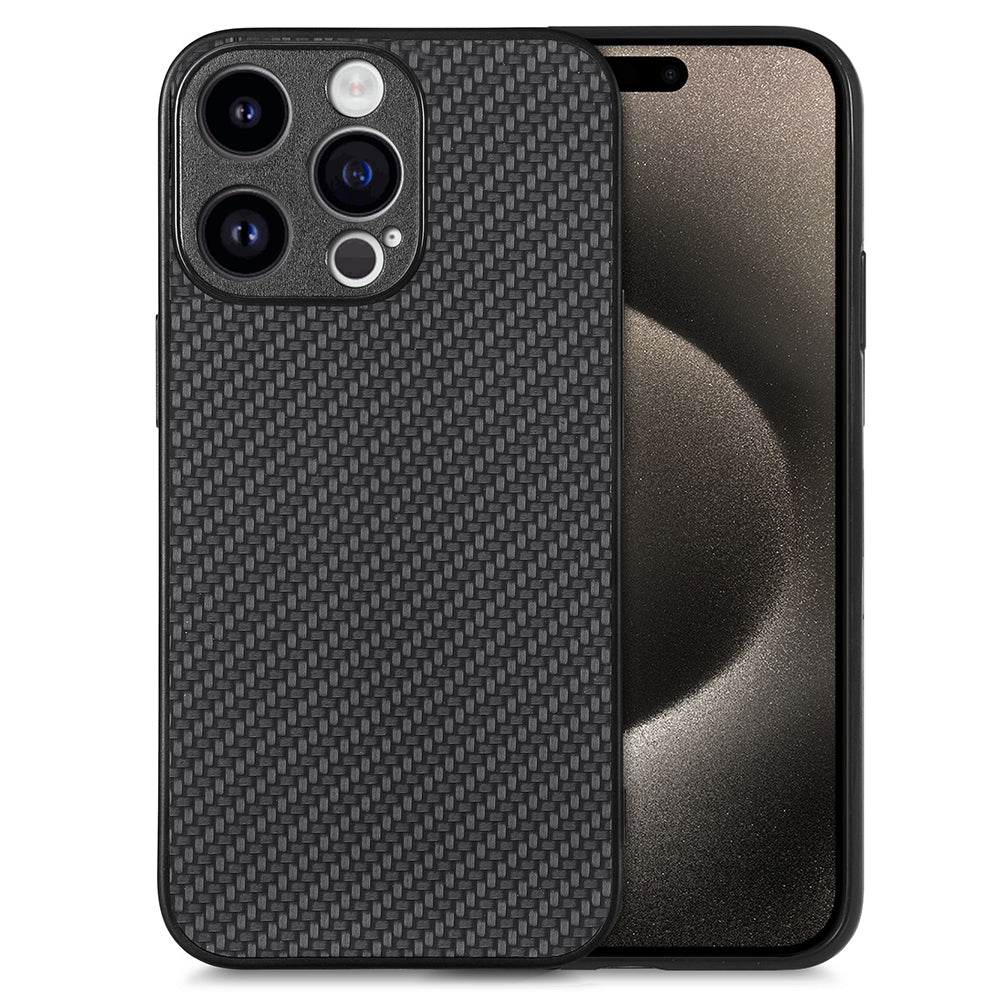 C1 for iPhone 13 Pro Case PU Leather Coated PC+TPU Phone Cover Carbon Fiber Texture