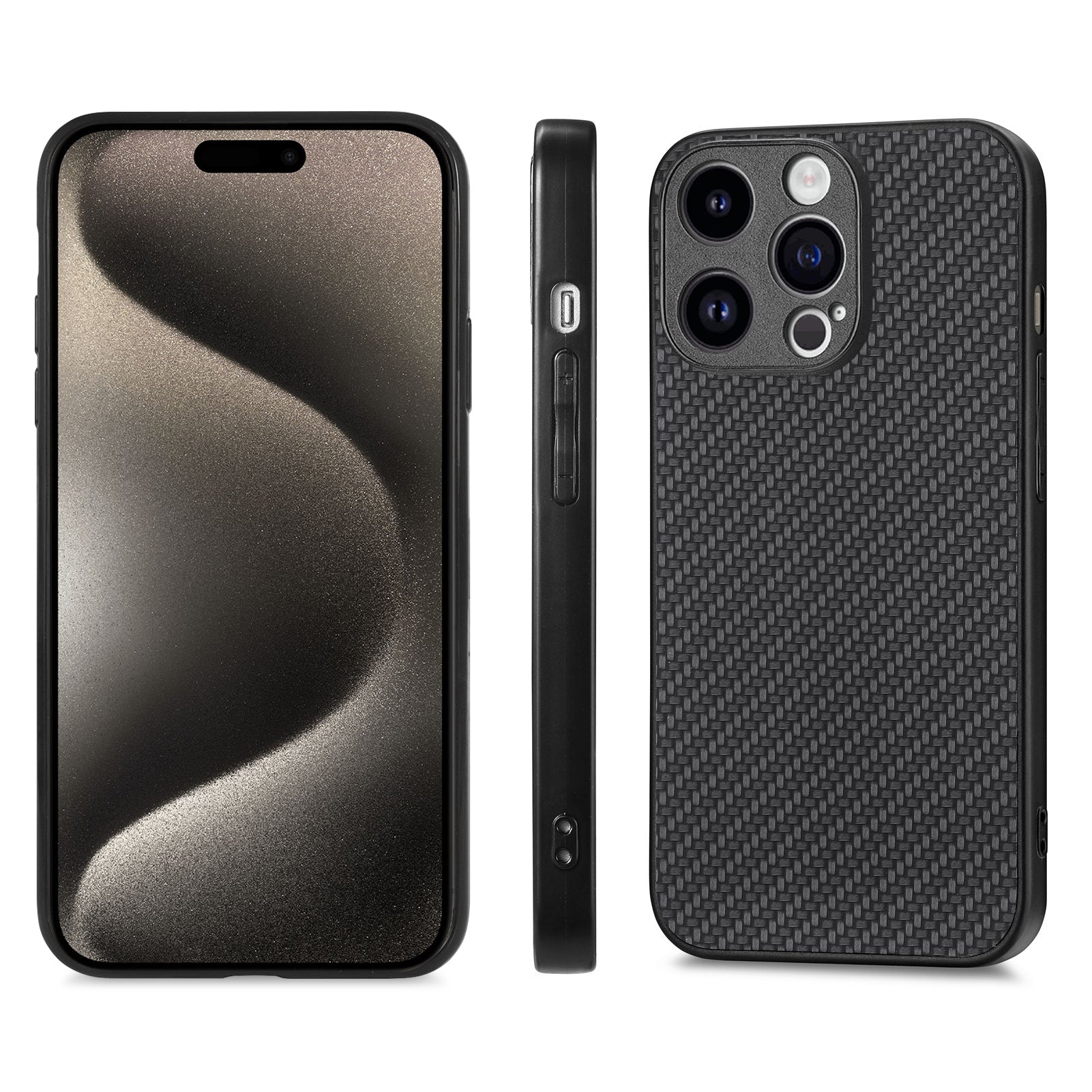 C1 for iPhone 13 Pro Max Case PU Leather Coated PC+TPU Anti-slip Phone Cover