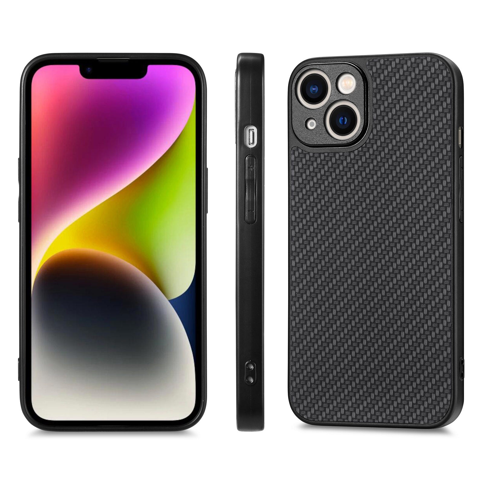C1 for iPhone 13 Case Carbon Fiber Texture PU+PC+TPU Phone Cover