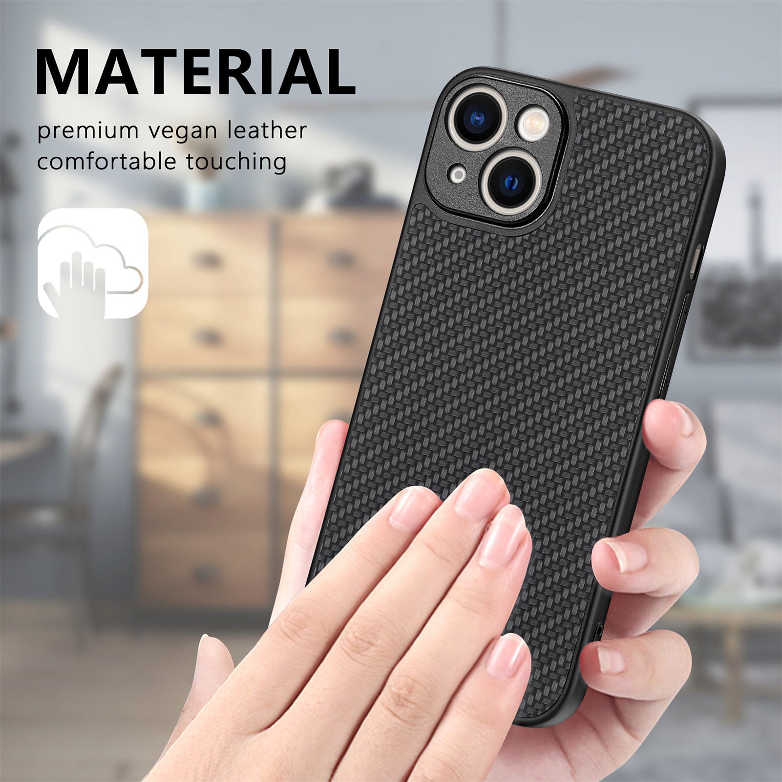C1 for iPhone 13 Case Carbon Fiber Texture PU+PC+TPU Phone Cover