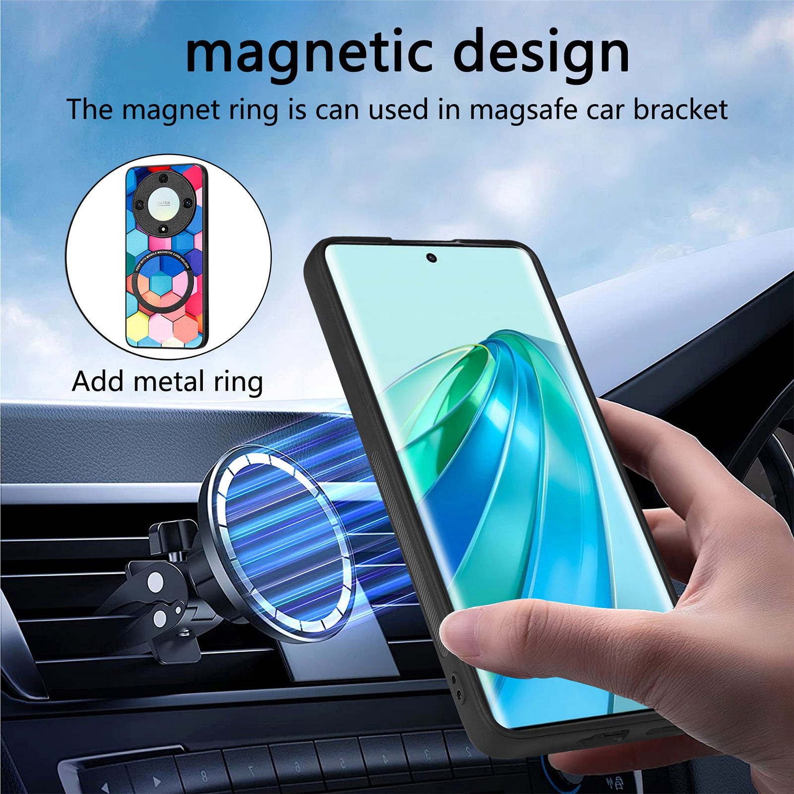 P1 for Honor X40 5G / X9a 5G / Magic5 Lite 5G Case PU Leather Pattern Printing Magnetic Back Cover