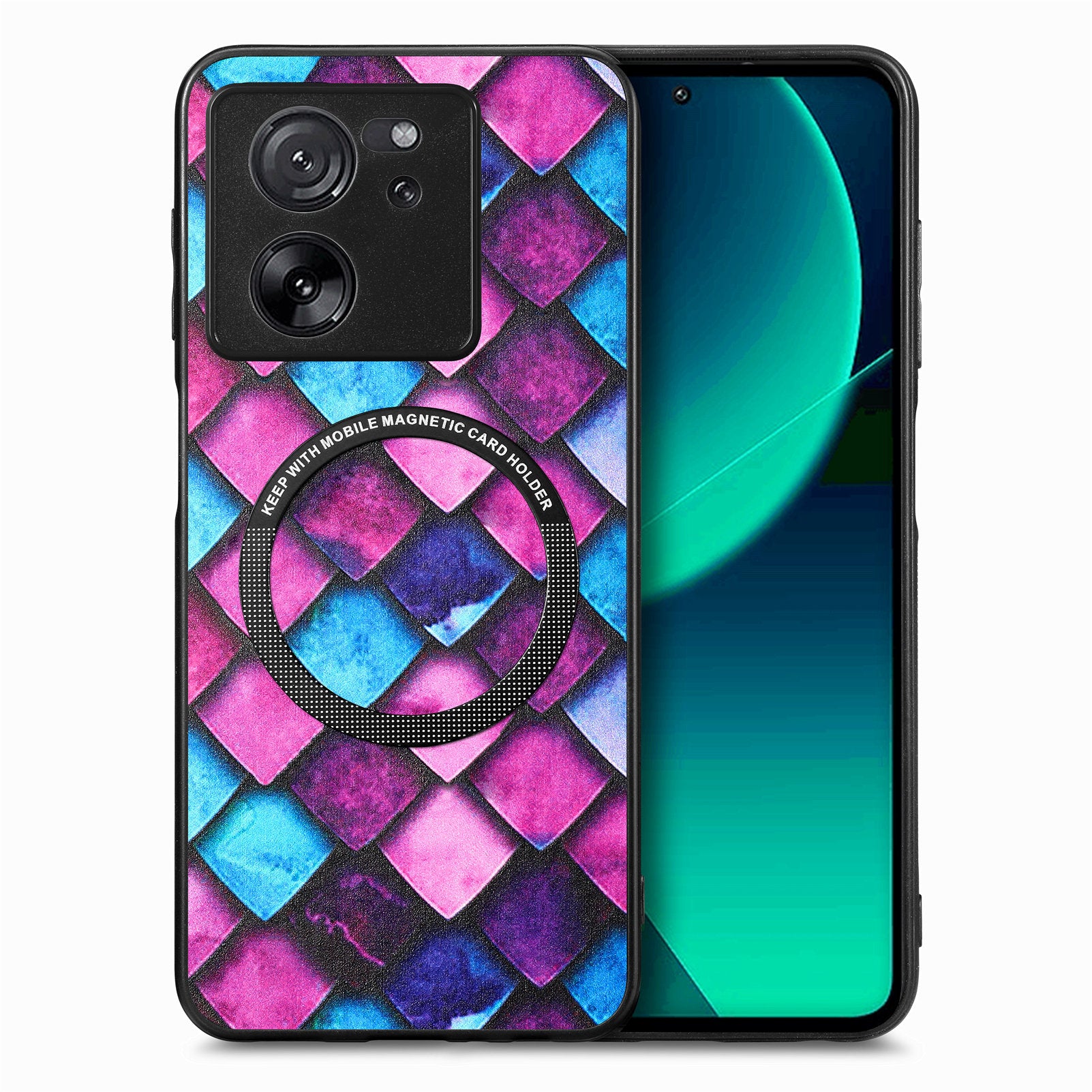 P1 For Xiaomi 13T / 13T Pro / Redmi K60 Ultra Case PU+TPU+PC Pattern Printing Magnetic Ring Phone Cover