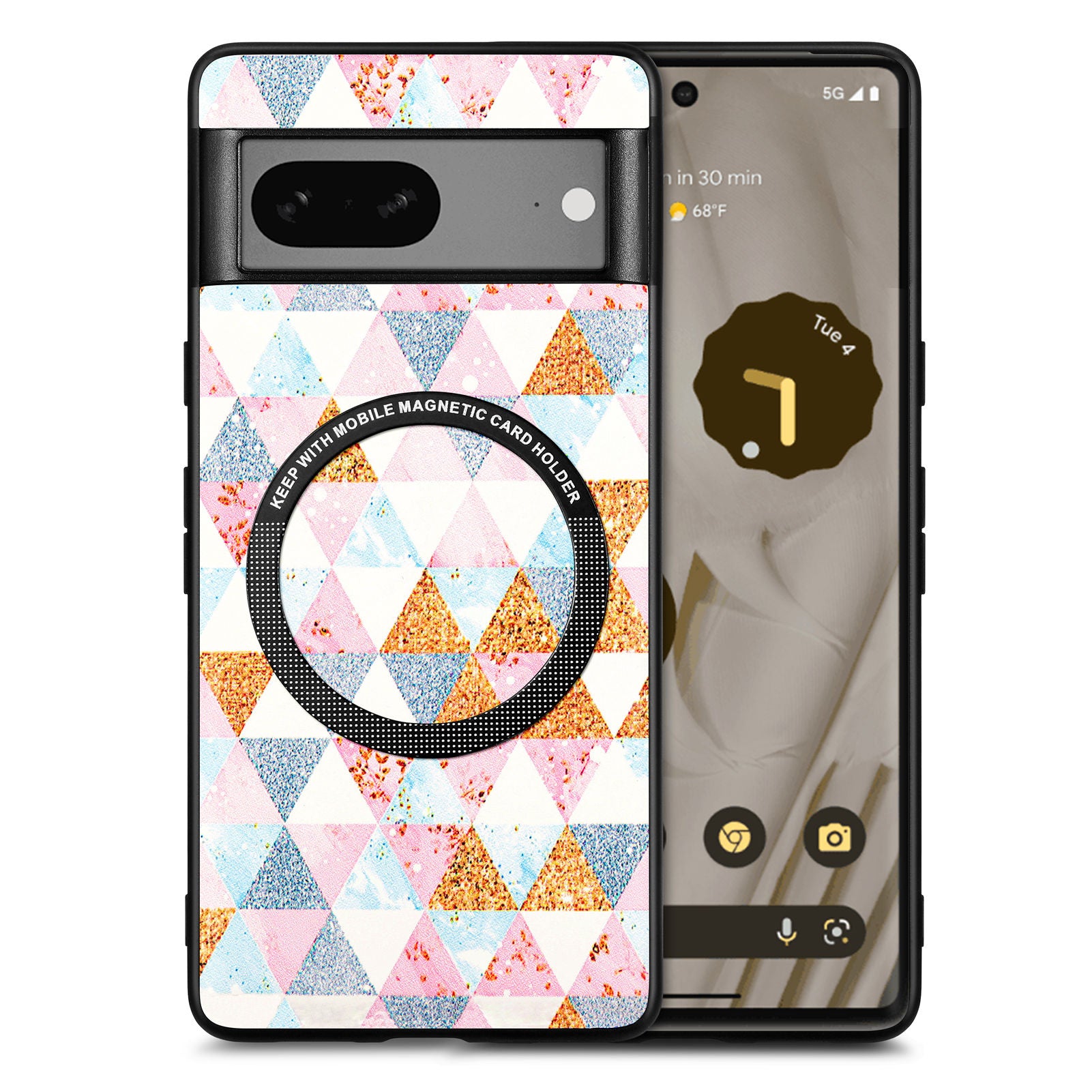 P1 for Google Pixel 7a Magnetic Case Pattern PU Leather Coated PC+TPU Phone Cover