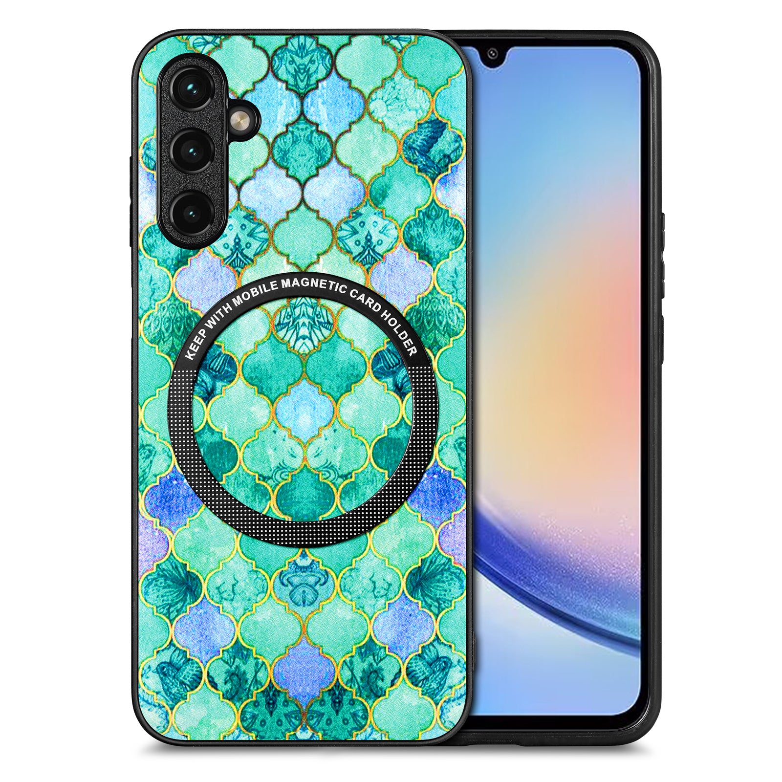 P1 for Samsung Galaxy S23 FE Magnetic Case PU Leather+PC+TPU Phone Cover Pattern Printed