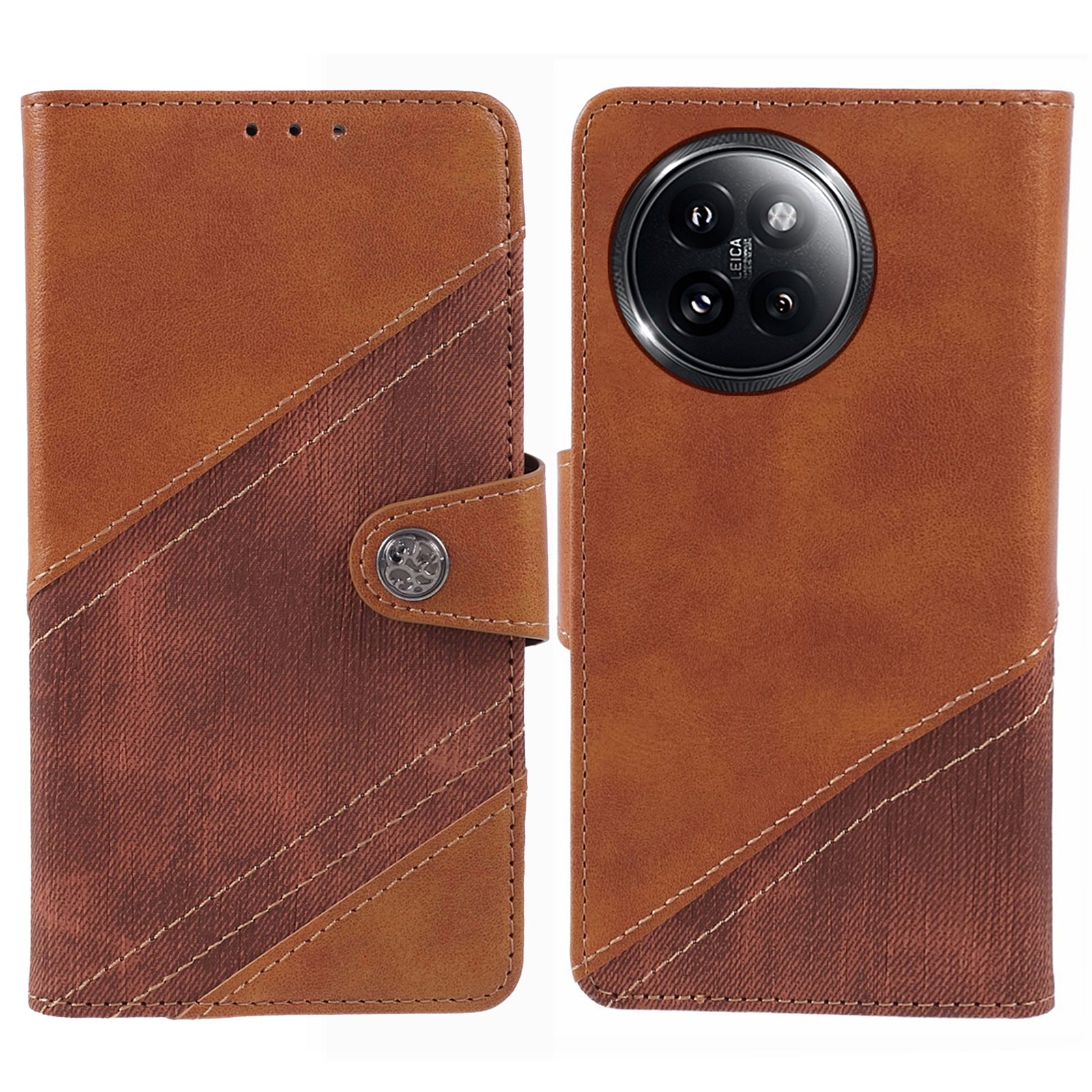 For Xiaomi Civi 4 Pro 5G Case Leather Phone Back Cover Crazy Horse Texture Splicing Design