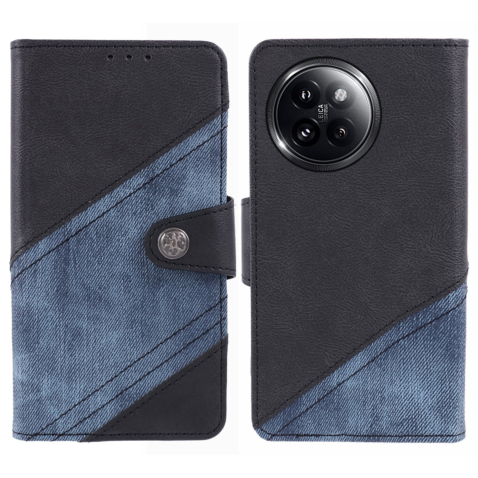 For Xiaomi Civi 4 Pro 5G Case Leather Phone Back Cover Crazy Horse Texture Splicing Design
