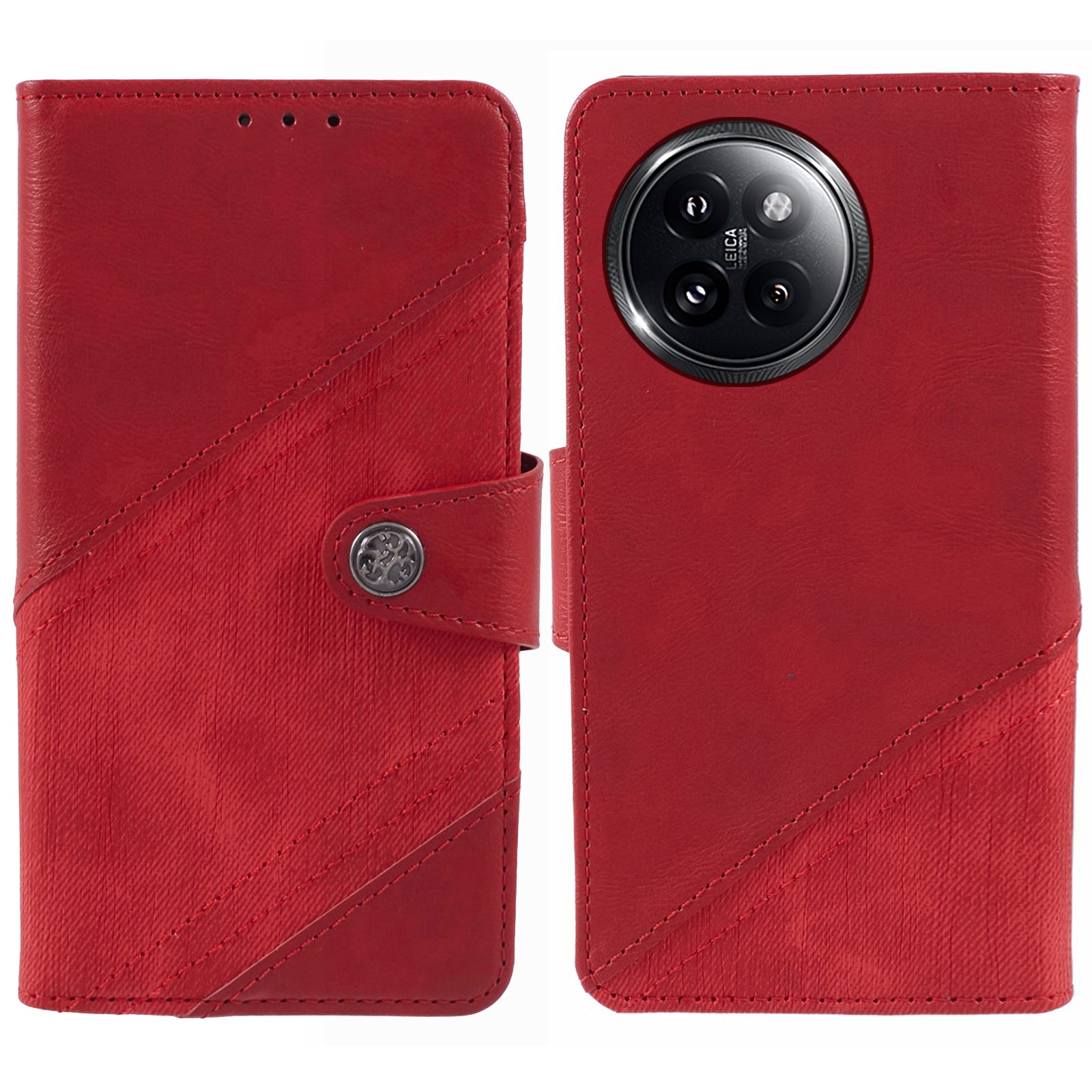 For Xiaomi Civi 4 Pro 5G Case Leather Phone Back Cover Crazy Horse Texture Splicing Design