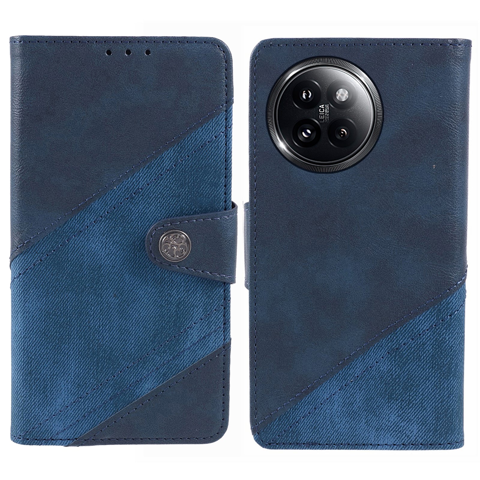 For Xiaomi Civi 4 Pro 5G Case Leather Phone Back Cover Crazy Horse Texture Splicing Design