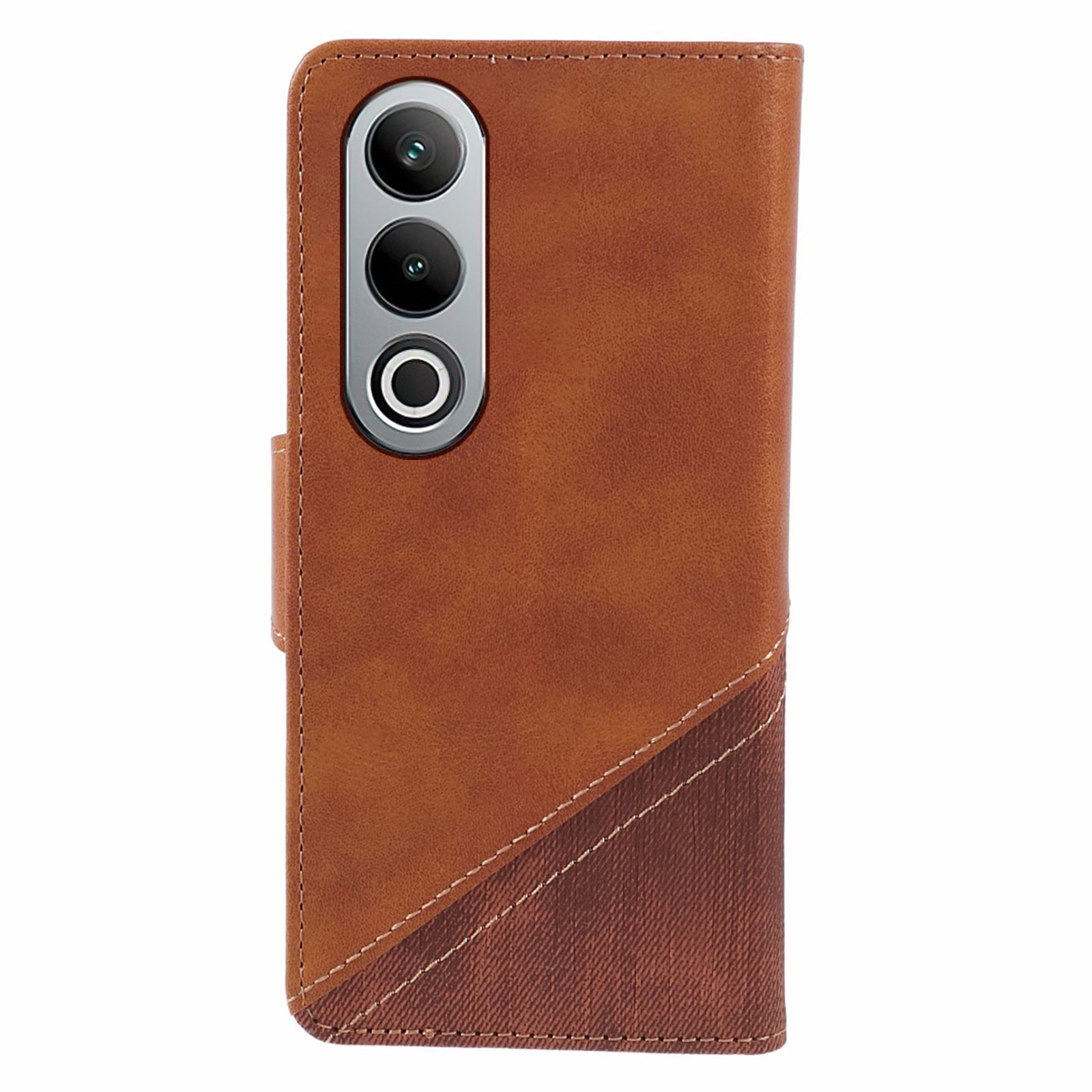 For OnePlus Nord CE4 5G Leather Phone Cover Crazy Horse Texture Phone Case Splicing Design