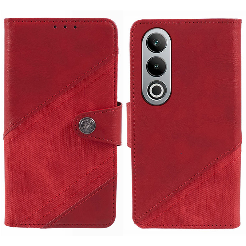For OnePlus Nord CE4 5G Leather Phone Cover Crazy Horse Texture Phone Case Splicing Design