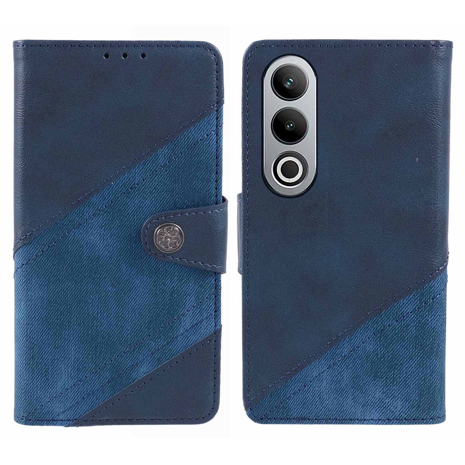 For OnePlus Nord CE4 5G Leather Phone Cover Crazy Horse Texture Phone Case Splicing Design