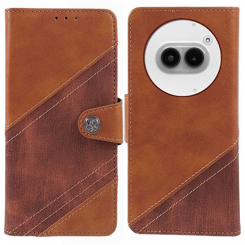 For Nothing Phone (2a) Case Crazy Horse Texture Splicing Flip Phone Wallet Cover