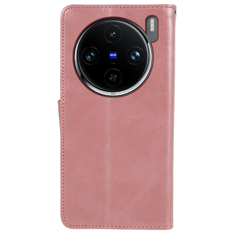 For vivo X100 5G Leather Case Calf Texture Phone Wallet Cover with Magnetic Clasp