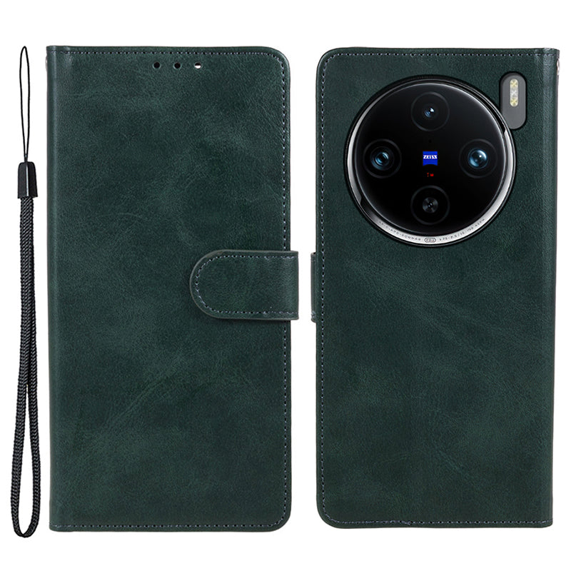 For vivo X100 5G Leather Case Calf Texture Phone Wallet Cover with Magnetic Clasp