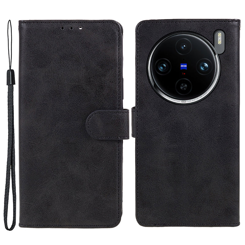 For vivo X100 5G Leather Case Calf Texture Phone Wallet Cover with Magnetic Clasp